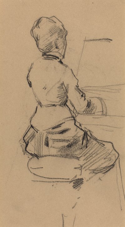 Jonge Vrouw Zittend aan een Piano [verso], c.1890 door Jean Louis Forain